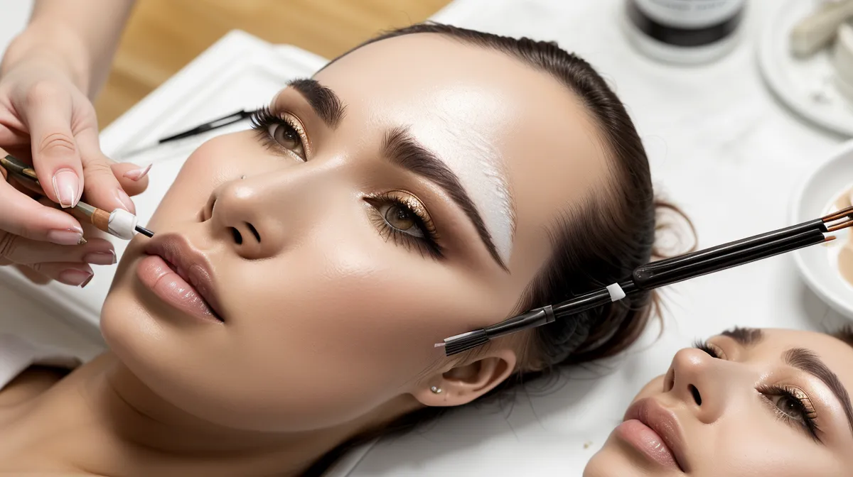 Diseño de cejas efecto polvo natural mapeado con lápiz antes de pigmentar